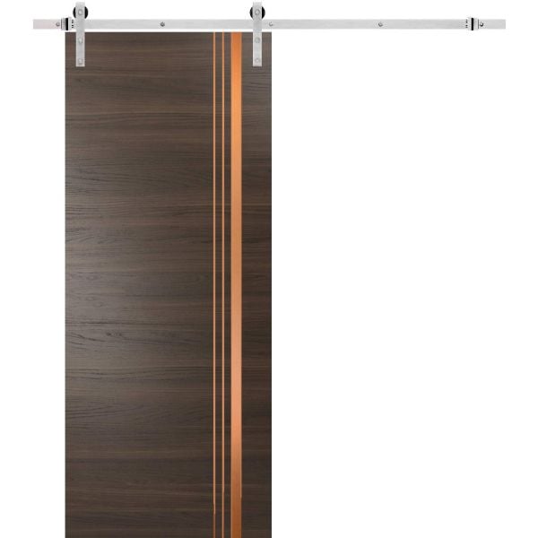 Sturdy Barn Door with Hardware | Planum 1010 Chocolate Ash | 6.6FT Rail Hangers Heavy Set | Modern Solid Panel Interior Doors
