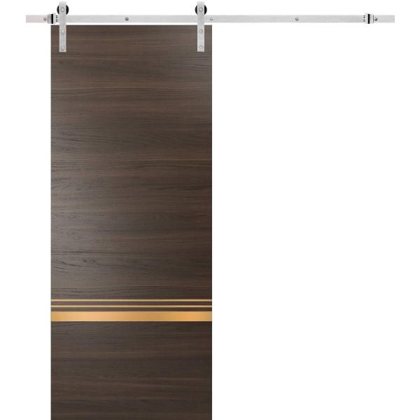 Sturdy Barn Door with Hardware | Planum 2010 Chocolate Ash | 6.6FT Rail Hangers Heavy Set | Modern Solid Panel Interior Doors