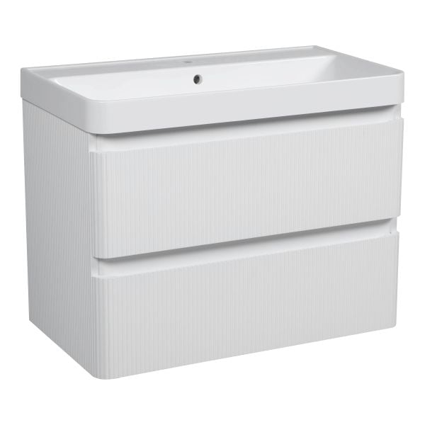 Modern Wall-Mounted Bathroom Vanity with Washbasin | Luxury White Matte Collection | Non-Toxic Fire-Resistant MDF-36"