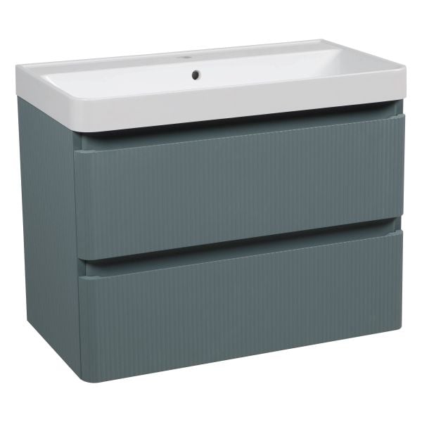 Modern Wall-Mounted Bathroom Vanity with Washbasin | Luxury Green Matte Collection | Non-Toxic Fire-Resistant MDF-36"