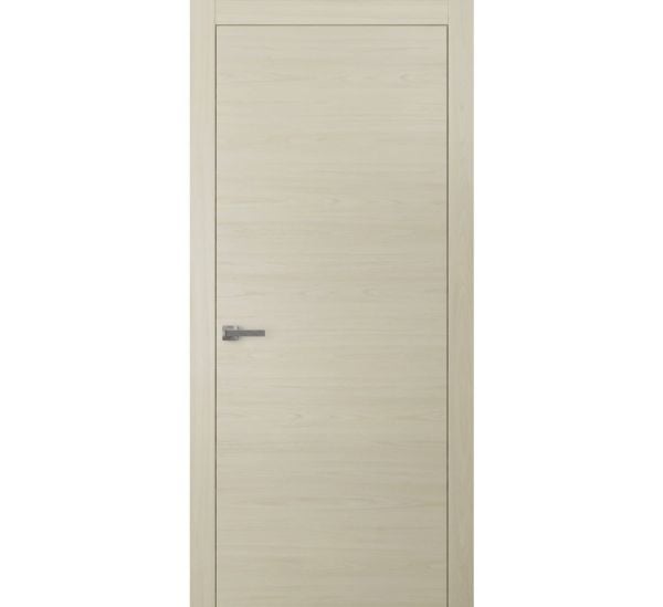 Modern Solid Interior Door with Handle | Planum 0010 Milk Ash | Single Regural Panel Frame Trims | Bathroom Bedroom Sturdy Doors