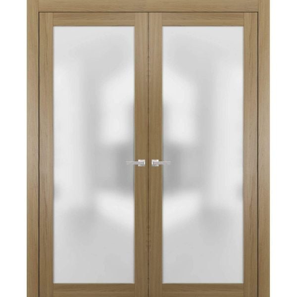 Planum 2102 Interior Double Closet Doors Honey Ash with Trims Frame Handles-48" x 80" (2* 24x80)-Butterfly