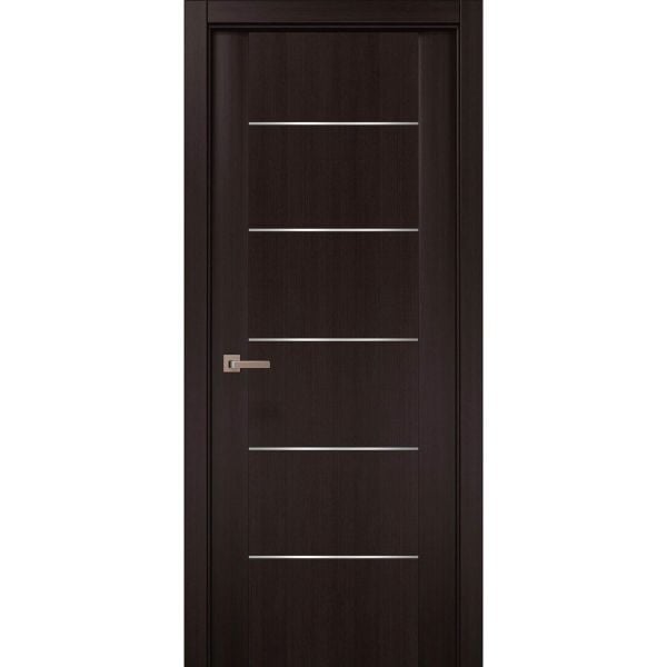 Modern Wood Interior Door with Hardware | Planum 0030 Wenge 28" x 80" | Single Panel Frame Trims | Bathroom Bedroom Sturdy Doors
