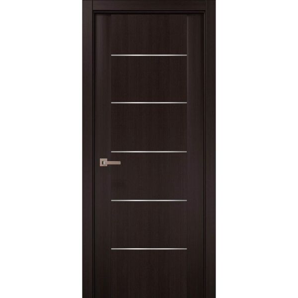 Modern Wood Interior Door with Hardware | Planum 0030 Wenge 30" x 80" | Single Panel Frame Trims | Bathroom Bedroom Sturdy Doors
