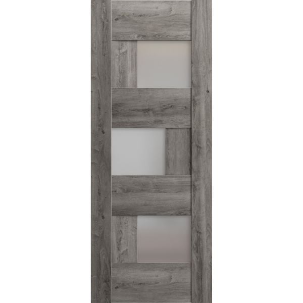Slab Barn Door Panel Frosted Glass | Sete 6933 Nebraska Grey | Sturdy Finished Doors | Pocket Closet Sliding