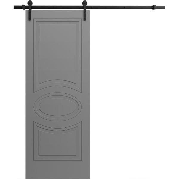 Modern Barn Door 18" x 80" inches / Mela 7001 Painted Grey / 6.6FT Rail Track Heavy Hardware Set / Solid Panel Interior Doors