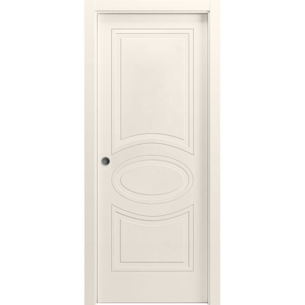 Sliding Pocket Door 18 x 84 inches / Mela 7001 Painted Creamy / Kit Rail Hardware / MDF Interior Bedroom Modern Doors