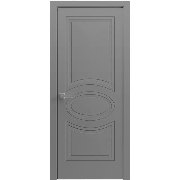 Interior Solid French Door 18" x 80" inches / Mela 7001 Painted Grey / Single Regular Panel Frame Handle / Bathroom Bedroom Modern Doors