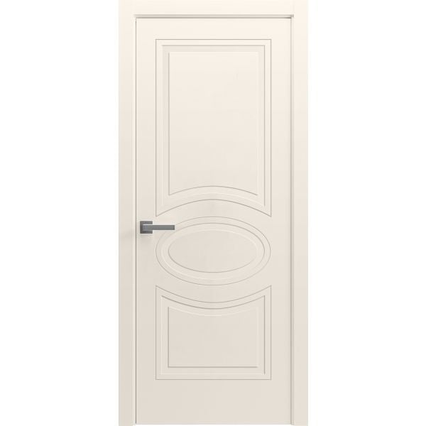 Interior Solid French Door 18" x 80" inches / Mela 7001 Painted Creamy / Single Regular Panel Frame Handle / Bathroom Bedroom Modern Doors