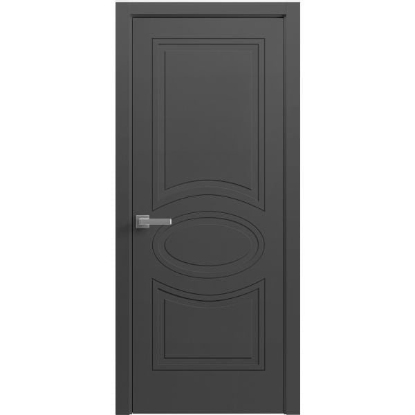 Interior Solid French Door 32" x 96" inches / Mela 7001 Painted Black / Single Regular Panel Frame Handle / Bathroom Bedroom Modern Doors