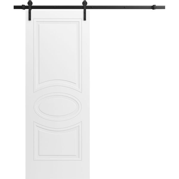 Modern Barn Door / Mela 7001 Matte White / 6.6FT Rail Track Heavy Hardware Set / Solid Panel Interior Doors