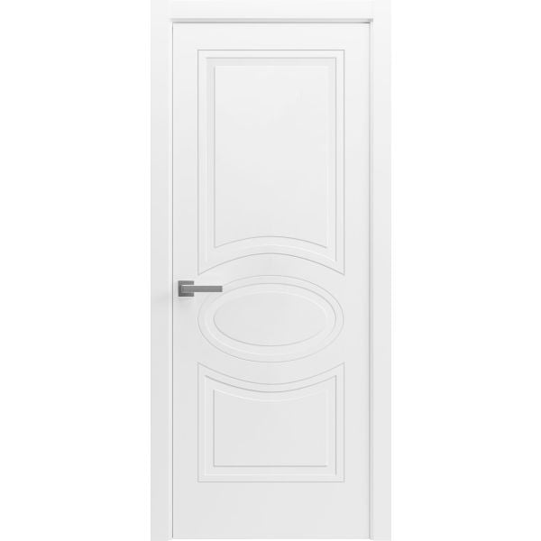 Solid French Door / Mela 7001 Matte White / Single Regular Panel Frame Handle / Bathroom Bedroom Modern Doors 