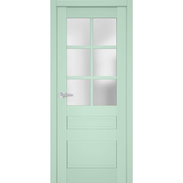 Interior Solid French Door Frosted Glass | Veregio 7339 Oliva | Single Regular Panel Frame Trims Handle | Bathroom Bedroom Sturdy Doors 