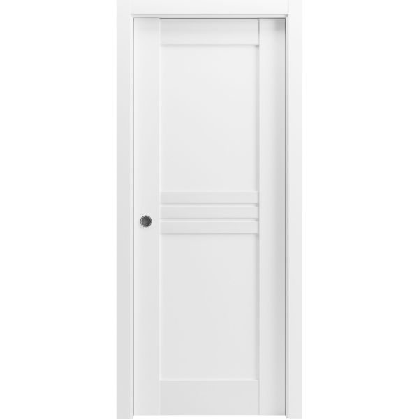 Sliding Pocket Door / Mela 7444 White Silk / Kit Rail Hardware / MDF Interior Bedroom Modern Doors