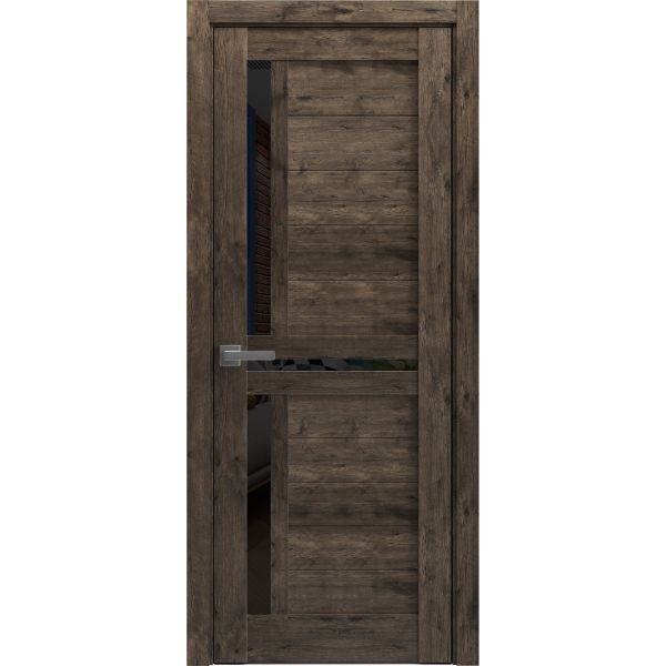 Interior Solid French Door Frosted Glass | Veregio 7588 Cognac Oak | Single Regular Panel Frame Trims Handle | Bathroom Bedroom Sturdy Doors 