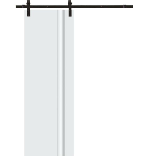 Modern Barn Door 42 x 80 inches | BASIC 0111 Arctic White | 8FT Rail Track Heavy Hardware Set | Solid Panel Interior Doors