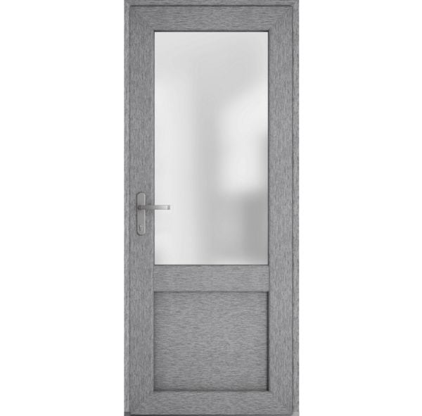 Front Exterior Prehung FiberGlass Door Frosted Glass / Manux 8422 Grey Ash / Office Commercial and Residential Doors Entrance Patio Garage