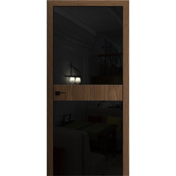 Invisible Solid Hidden Door with Handle | Termix 0801 Sahara Black with Black Hidden Frame 18" x 80" Right-hand Inswing Black Frame | Concealed Hinges Lock Handle | Modern Frameless Doors