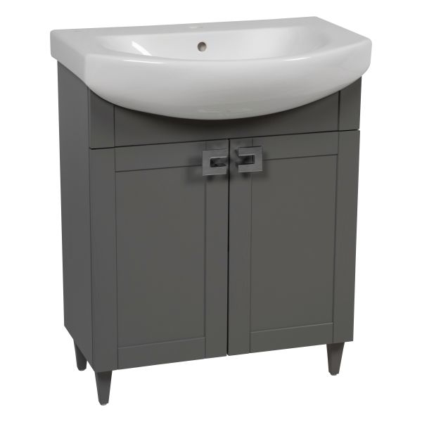 Modern Free standing Bathroom Vanity with Washbasin | Woodmix Gray Matte Collection | Non-Toxic Fire-Resistant MDF-28"