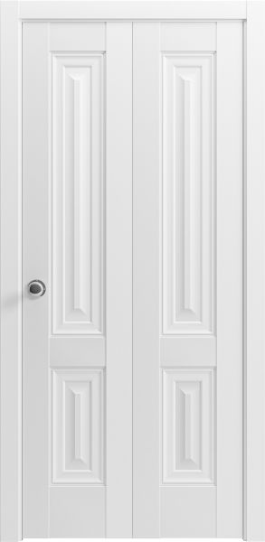Sliding Closet Bi-fold Doors | Lucia 8831 White Silk with Frosted Glass | Sturdy Tracks Moldings Trims Hardware Set | Wood Solid Bedroom Wardrobe Doors 