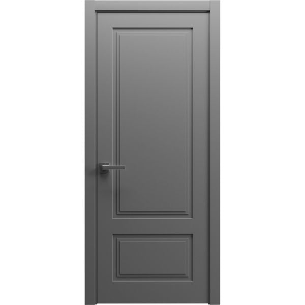 Modern Wood Interior Door with Hardware | Majestic 9003 Matte Grey | Single Panel Frame Trims | Bathroom Bedroom Sturdy Doors - 16" x 78"