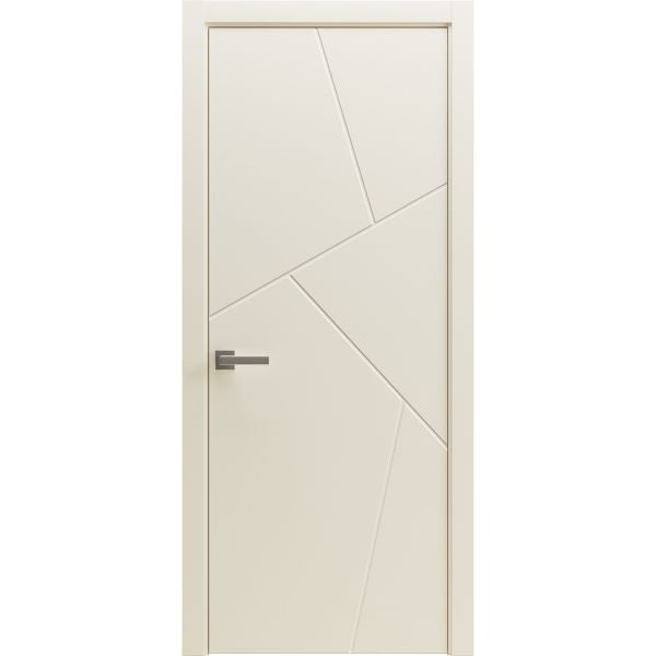 Modern Wood Interior Door with Hardware | Riviera 9008 Painted Creamy | Single Panel Frame Trims | Bathroom Bedroom Sturdy Doors - 16" x 78"