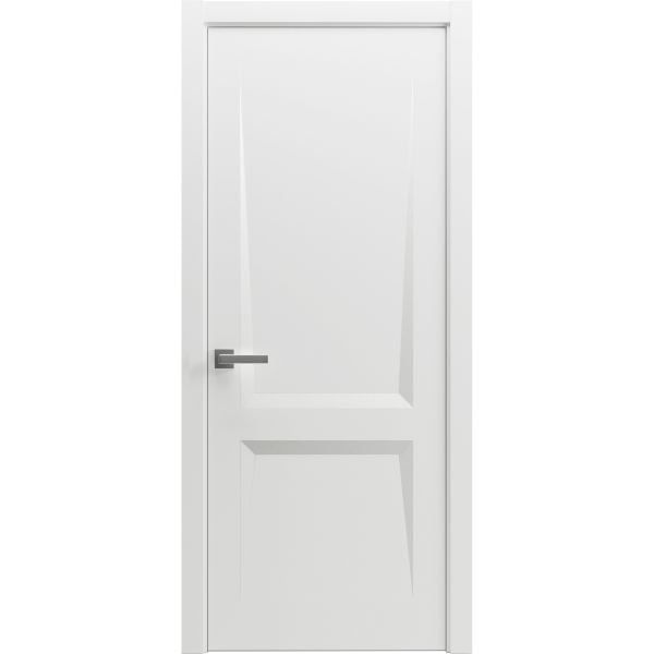 Modern Wood Interior Door with Hardware | Majestic 9011 Painted White | Single Panel Frame Trims | Bathroom Bedroom Sturdy Doors - 16" x 78"