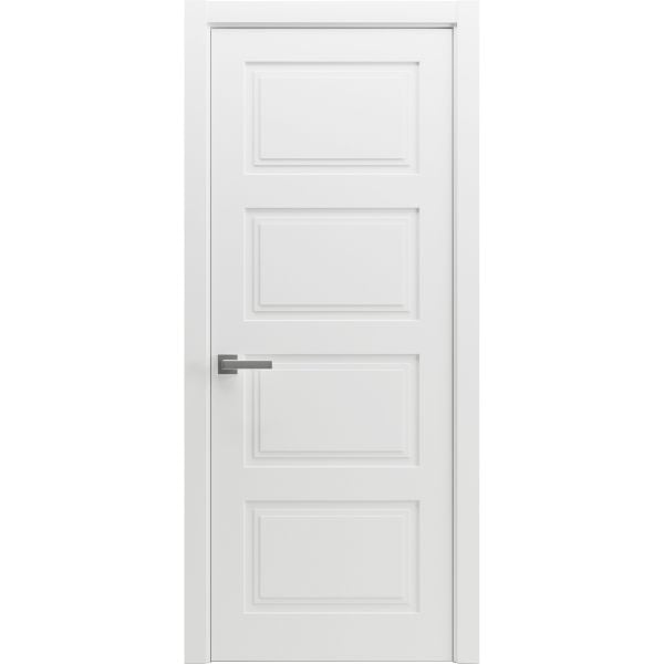Modern Wood Interior Door with Hardware | Majestic 9012 Painted White | Single Panel Frame Trims | Bathroom Bedroom Sturdy Doors - 16" x 78"