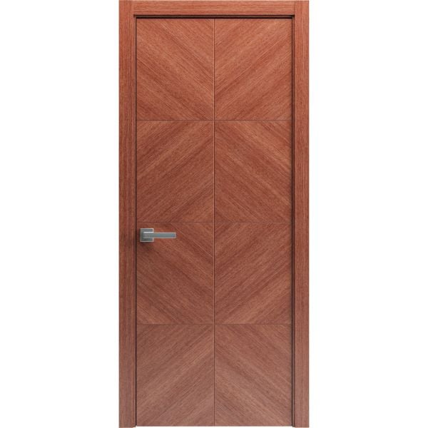 Modern Wood Interior Door with Hardware | Riviera 9014 Walnut | Single Panel Frame Trims | Bathroom Bedroom Sturdy Doors - 16" x 78"