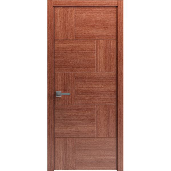 Modern Wood Interior Door with Hardware | Riviera 9015 Hazelnut | Single Panel Frame Trims | Bathroom Bedroom Sturdy Doors - 16" x 78"