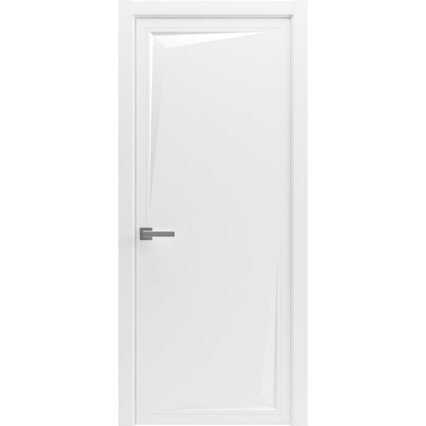 Modern Wood Interior Door with Hardware | Riviera 9016 Painted White | Single Panel Frame Trims | Bathroom Bedroom Sturdy Doors - 16" x 78"