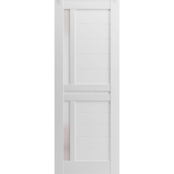 Slab Barn Door Panel | Veregio 7288 White Silk with Frosted Glass | Sturdy Finished Doors | Pocket Closet Sliding