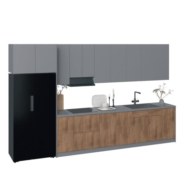 Kitchen Timeless Collection Natural Teak & Gray Color Base Size 13Ft Wide