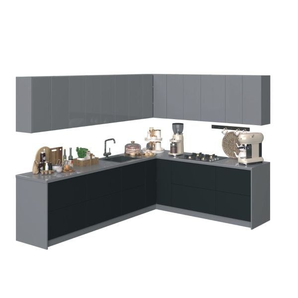 Kitchen Culinary Collection Black Color & Gray Base Size 10Ft Wide