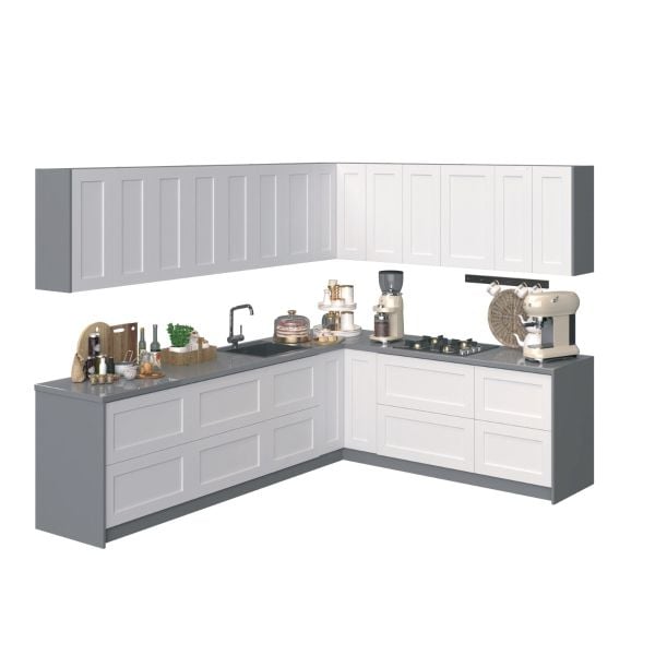Kitchen Culinary Collection White Matte Color Base Size 10Ft Wide