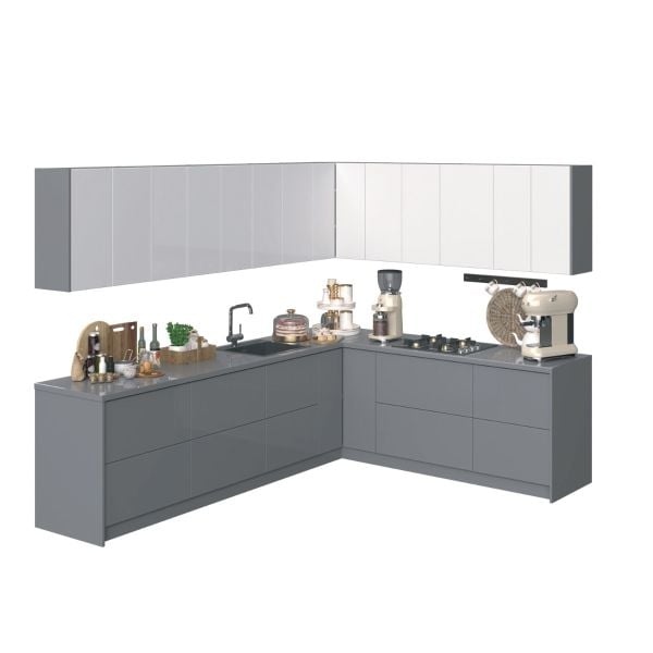 Kitchen Culinary Collection Gray & White Gloss Color Base Size 10Ft Wide