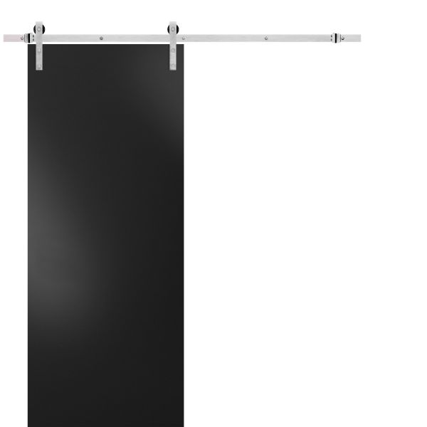 Sturdy Barn Door with Hardware | Planum 0010 Black Matte | 6.6FT Stainless Steel Rail Hangers Heavy Set | Modern Solid Panel Interior Doors