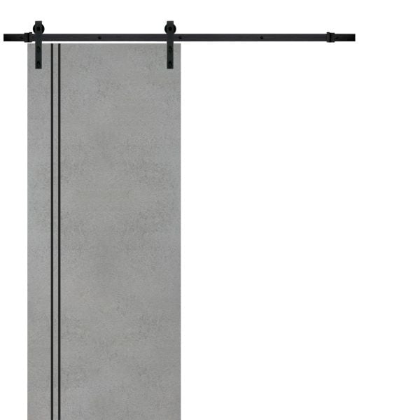 Sliding Barn Door with Hardware | Planum 0016 Concrete | 6.6FT Rail Hangers Sturdy Set | Modern Solid Panel Interior Doors