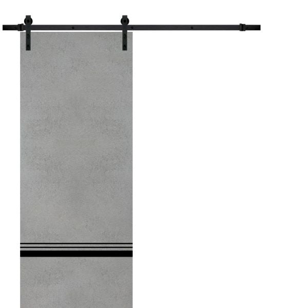 Sliding Barn Door with Hardware | Planum 0012 Concrete | 6.6FT Rail Hangers Sturdy Set | Modern Solid Panel Interior Doors