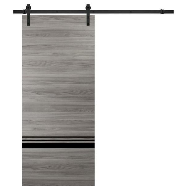 Sturdy Barn Door with Hardware | Planum 0012 Ginger Ash | 6.6FT Rail Hangers Heavy Set | Modern Solid Panel Interior Doors
