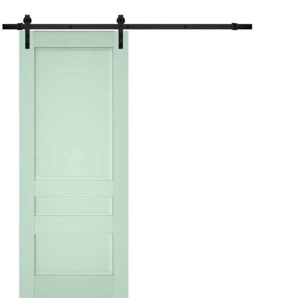 Sturdy Barn Door | Veregio 7411 Oliva | 6.6FT Rail Hangers Heavy Hardware Set | Solid Panel Interior Doors-18" x 80"-Black Rail