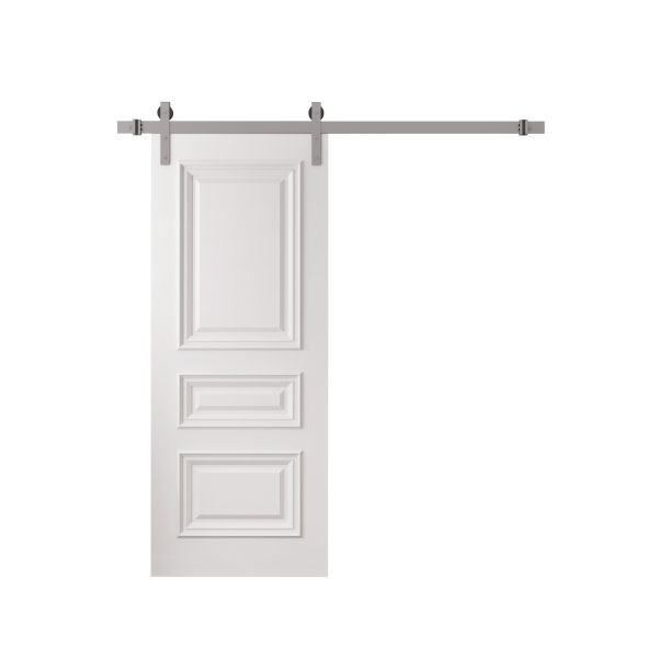 Barn Door 18 x 80 inches | ROYAL 9833 White Enamel | 6.6FT Silver Rail Track Heavy Hardware Set | Solid Panel Interior Doors