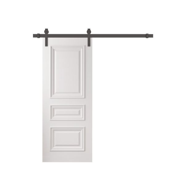 Barn Door 18 x 80 inches | ROYAL 9833 White Enamel | 6.6FT Rail Track Heavy Hardware Set | Solid Panel Interior Doors