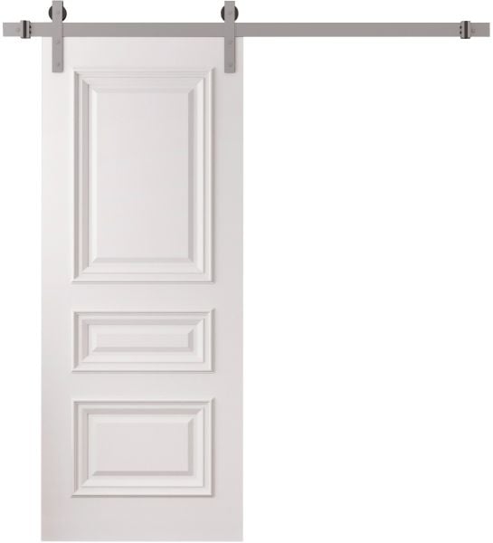 Barn Door 18 x 80 inches | ROYAL 9833 White Enamel | 6.6FT Silver Rail Track Heavy Hardware Set | Solid Panel Interior Doors