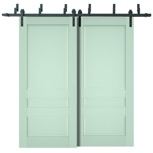 Sliding Closet Barn Bypass Doors | Veregio 7411 Oliva | Sturdy 6.6ft Rails Hardware Set | Wood Solid Bedroom Wardrobe Doors 