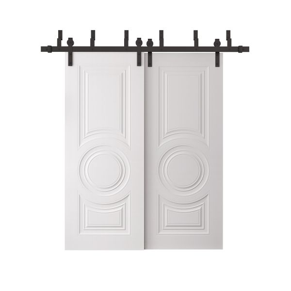Sliding Closet Barn Bypass Doors 36 x 80 inches | BASIC 9801 White | 6.6ft Rails Hardware Set | Wood Solid Bedroom Wardrobe Doors