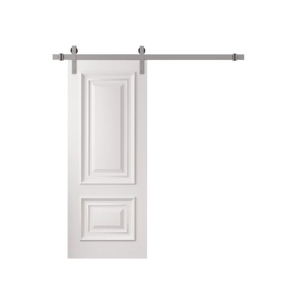 Barn Door 18 x 80 inches | ROYAL 9822 White Enamel | 6.6FT Silver Rail Track Heavy Hardware Set | Solid Panel Interior Doors