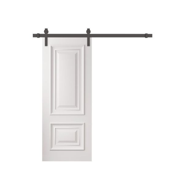 Barn Door 18 x 80 inches | ROYAL 9822 White Enamel | 6.6FT Rail Track Heavy Hardware Set | Solid Panel Interior Doors