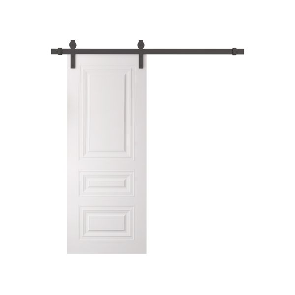 Barn Door 18 x 80 inches | BASIC 9233 White | 6.6FT Rail Track Heavy Hardware Set | Solid Panel Interior Doors