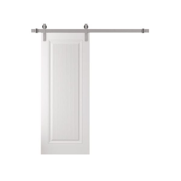 Barn Door 18 x 80 inches | ROYAL 9888 White Enamel | 6.6FT Silver Rail Track Heavy Hardware Set | Solid Panel Interior Doors
